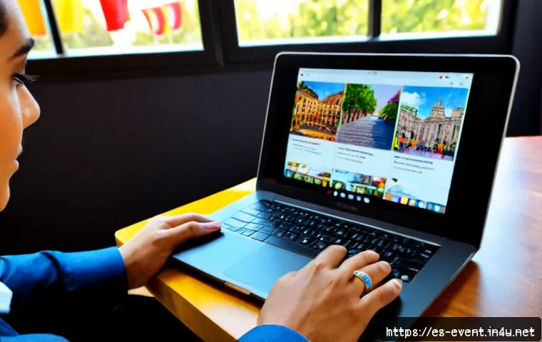 이벤트기획 중 소셜 미디어 활용법 - Photorealistic event planning workspace in a vibrant Spanish city, a Hispanic event coordinator revi...